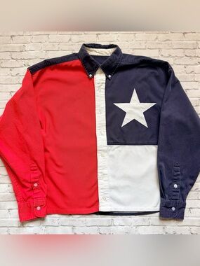 Panhandle Slim Texas Flag Red White & Blue Button-Down Shirt